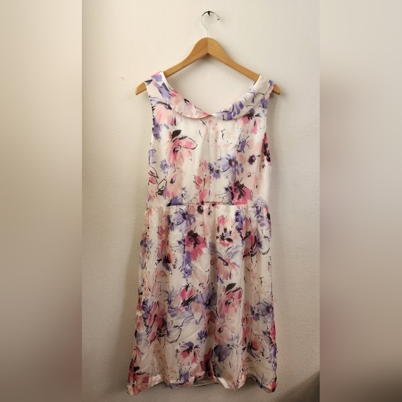 Pendleton Silk Floral Dress Sleeveless In Petal Power White Pink Purple 10 NWT - Picture 8 of 13